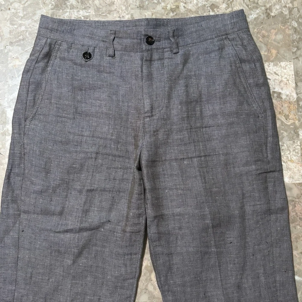Murano Baird McNutt 100% Linen Pants Mens 30x29 Slim Fit Grey Salt Pepper Beach